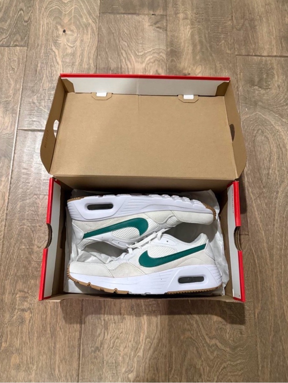 Nike Kids' White Sneakers with Teal Swoosh